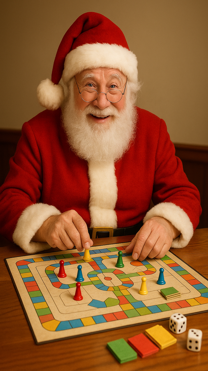 Santa playing board games