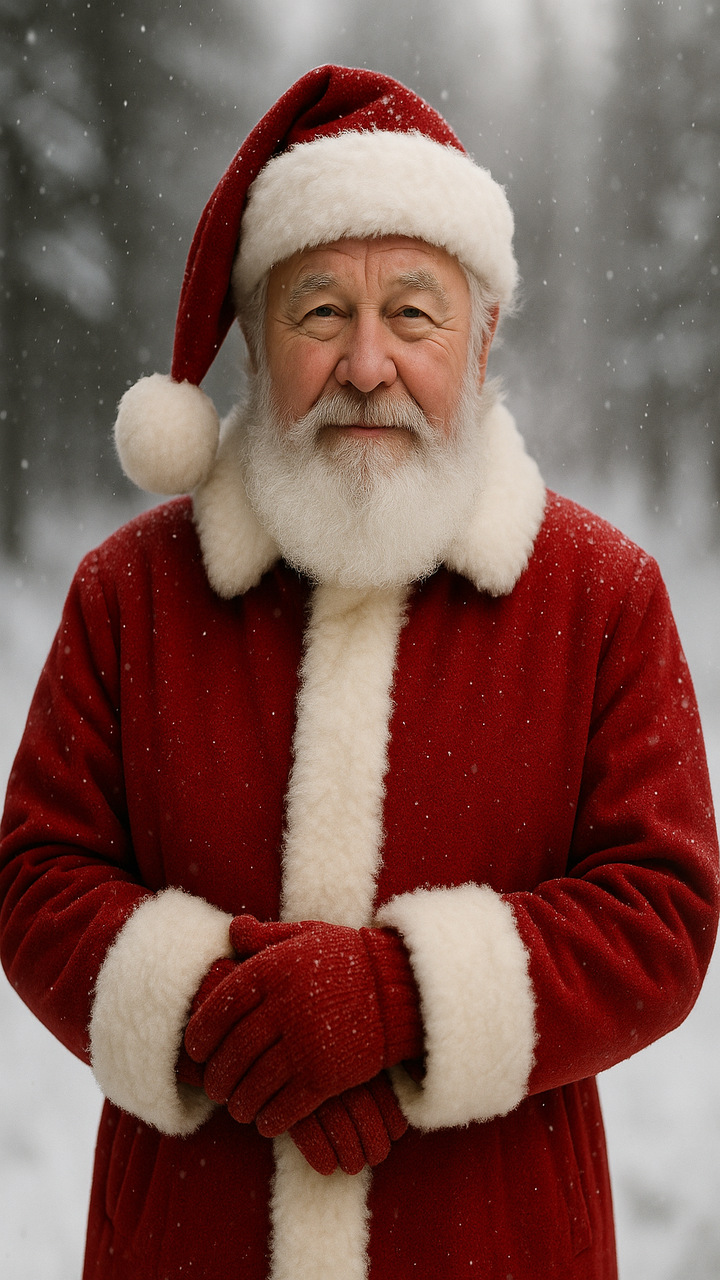 Santa standing in winter